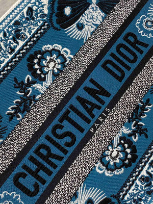 Dior M1296 Book Tote Medium Blue and White Butterfly Bandana Embroidery M094 - Default Title - View 3