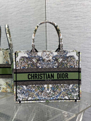 Dior M1296 Book Tote Medium Blue and White Butterfly Bandana Embroidery M098 - Default Title - View 1