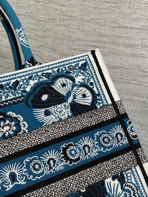 Dior M1296 Book Tote Medium Blue and White Butterfly Bandana Embroidery M099 - Default Title - View 5