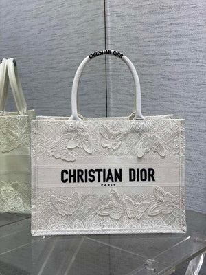 Dior M1296 Book Tote Medium Blue and White Butterfly Bandana Embroidery M104 - Default Title - View 1