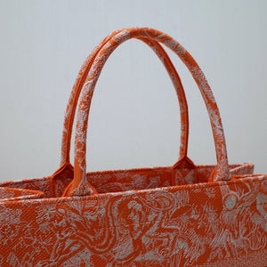 Dior M1296 Book Tote Medium Neon Orange Toile de Jouy Reverse Embroidery - Default Title - View 2