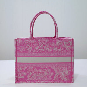 Dior M1296 Book Tote Medium Neon pink Toile de Jouy Reverse Embroidery - Default Title - View 4