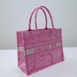 Dior M1296 Book Tote Medium Neon pink Toile de Jouy Reverse Embroidery - Default Title - View 5
