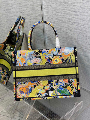 Dior M1296 Medium Book Tote Black Multicolor Zodiac Fantastico Embroidery - Default Title - View 4