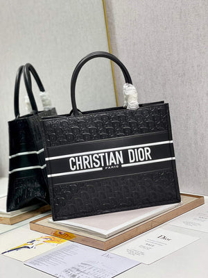 Dior M1296 Medium Book Tote Black Perforated and Embossed Oblique Calfskin - Default Title - View 2