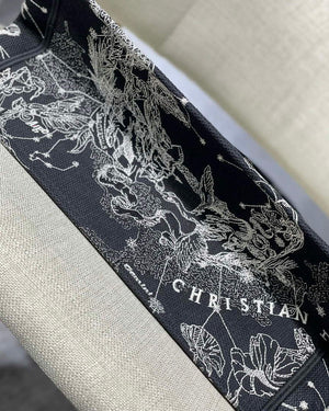 Dior M1296 Medium Book Tote Black Toile de Jouy Zodiac latte embroidery - Default Title - View 8