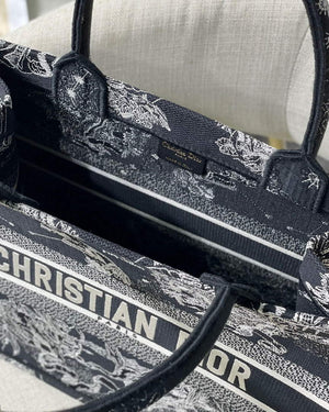 Dior M1296 Medium Book Tote Black Toile de Jouy Zodiac latte embroidery - Default Title - View 9