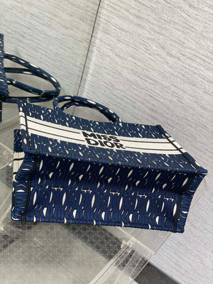 Dior M1296 Medium Book Tote Blue and Black Miss Dior Allover Embroidery M9639 - Default Title - View 7