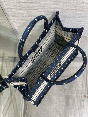 Dior M1296 Medium Book Tote Blue and Black Miss Dior Allover Embroidery M9639 - Default Title - View 8