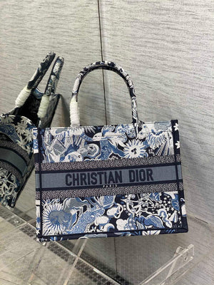 Dior M1296 Medium Book Tote Blue Multicolor Zodiac Fantastico Embroidery - Default Title - View 1