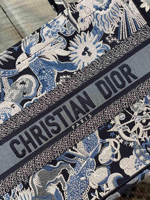Dior M1296 Medium Book Tote Blue Multicolor Zodiac Fantastico Embroidery - Default Title - View 2