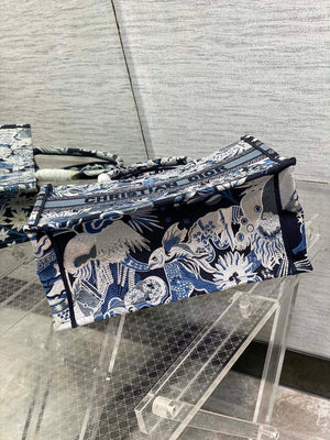 Dior M1296 Medium Book Tote Blue Multicolor Zodiac Fantastico Embroidery - Default Title - View 7