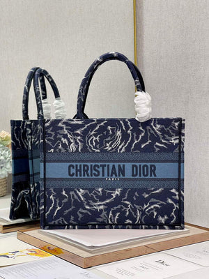 Dior M1296 Medium Book Tote Blue Roses embroidery - Default Title - View 1