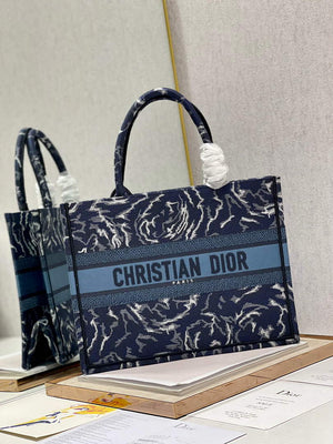Dior M1296 Medium Book Tote Blue Roses embroidery - Default Title - View 2