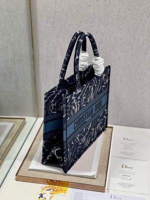 Dior M1296 Medium Book Tote Blue Roses embroidery - Default Title - View 4