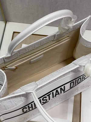 Dior M1296 Medium Book Tote White Perforated and Embossed Oblique Calfskin - Default Title - View 8