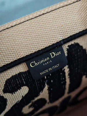 Dior M1296 Medium Dior Book Tote Beige and Black Miss Dior Graffiti Embroidery - Default Title - View 9