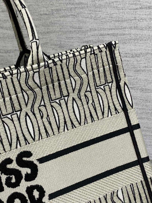 Dior M1296 Medium Dior Book Tote White and Black Miss Dior Allover Embroidery - Default Title - View 3