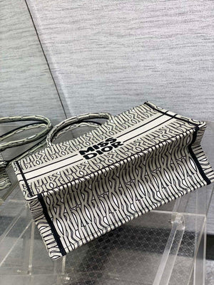 Dior M1296 Medium Dior Book Tote White and Black Miss Dior Allover Embroidery - Default Title - View 7
