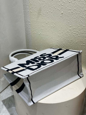 Dior M1296 Medium Dior Book Tote White and Blue Miss Dior Graffiti Embroidery - Default Title - View 6