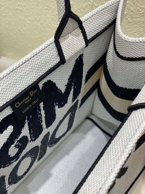 Dior M1296 Medium Dior Book Tote White and Blue Miss Dior Graffiti Embroidery - Default Title - View 8