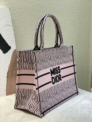 Dior M1296 Medium Dior Book Tote White and Pale Pink Miss Dior Allover - Default Title - View 3
