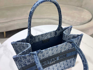 Dior M1296 Small Dior Book Tote Blue Denim Dior Oblique Jacquard M2015 - Default Title - View 7