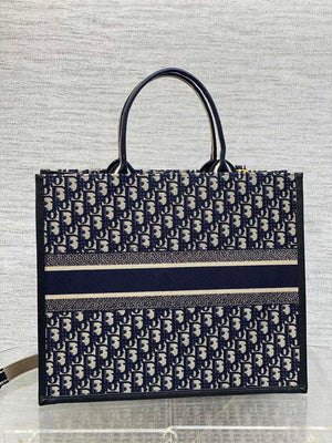 Dior M1323 Large Dior Book Tote Blue Dior Oblique Embroidery and Calfskin M2012 - Default Title - View 4