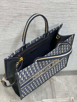 Dior M1323 Large Dior Book Tote Blue Dior Oblique Embroidery and Calfskin M2012 - Default Title - View 8