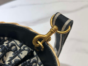 Dior M1328 Hat Basket Bag Natural Wicker and Blue Dior Oblique Jacquard M159 - Default Title - View 4