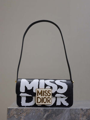 Dior M2610UZCJ_M911 Miss Dior Flap Bag Black and White Miss Dior Graffiti Printed - Default Title - View 1