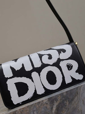 Dior M2610UZCJ_M911 Miss Dior Flap Bag Black and White Miss Dior Graffiti Printed - Default Title - View 9