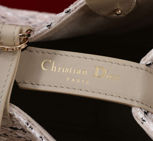 Dior M2820 Large Dior Toujours Bag Beige Tweed with White Cannage Motif - Default Title - View 9
