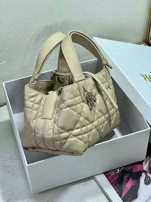 Dior M2822 Small Dior Toujours Bag Beige Macrocannage Calfskin - Default Title - View 6