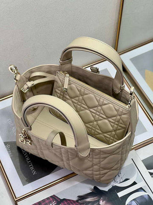 Dior M2822 Small Dior Toujours Bag Beige Macrocannage Calfskin - Default Title - View 9