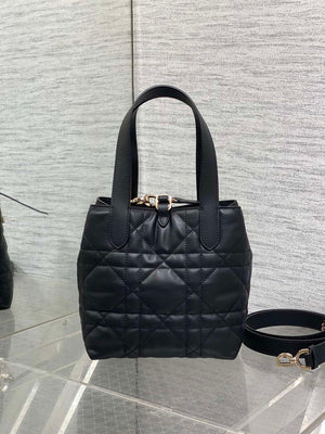 Dior M2835 Small Dior Toujours Vertical Tote Bag Black Macrocannage Calfskin - Default Title - View 7