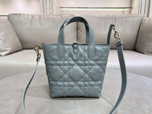 Dior M2835 Small Dior Toujours Vertical Tote Bag Blue Macrocannage Calfskin - Default Title - View 6