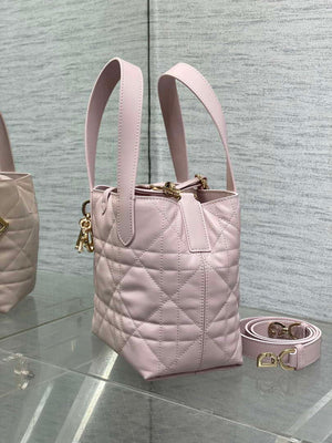 Dior M2835 Small Dior Toujours Vertical Tote Bag Pink Macrocannage Calfskin - Default Title - View 6