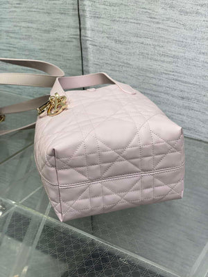 Dior M2835 Small Dior Toujours Vertical Tote Bag Pink Macrocannage Calfskin - Default Title - View 7