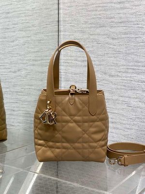 Dior M2835 Small Dior Toujours Vertical Tote Bag Sand Macrocannage Calfskin - Default Title - View 2