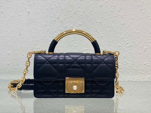 Dior M4401 Mini Dior Ange Bag Black Macrocannage Calfskin - Default Title - View 1
