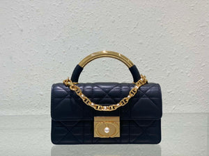 Dior M4401 Mini Dior Ange Bag Black Macrocannage Calfskin - Default Title - View 2