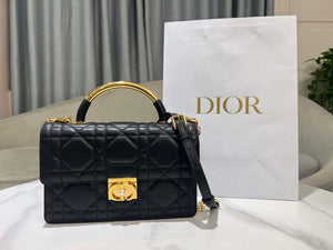 Dior M4402 Medium Dior Ange Bag Black Macrocannage Calfskin - Default Title - View 1