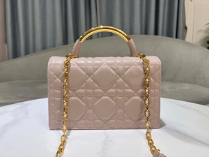 Dior M4402 Medium Dior Ange Bag Pink Macrocannage Calfskin - Default Title - View 3