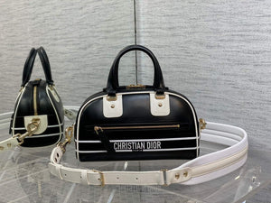 Dior M6209 Small Vibe Zip Bowling Bag Black and White Smooth Calfskin - Default Title - View 2