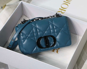 Dior M9241 Small Quilted Macrocannage Calfskin Lake Blue - Default Title - View 1