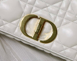 Dior M9243 Large Quilted Macrocannage Calfskin White with Gold Logo - Default Title - View 2