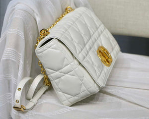 Dior M9243 Large Quilted Macrocannage Calfskin White with Gold Logo - Default Title - View 6