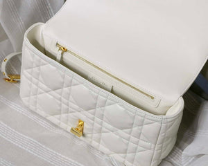 Dior M9243 Large Quilted Macrocannage Calfskin White with Gold Logo - Default Title - View 8
