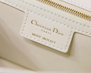 Dior M9243 Large Quilted Macrocannage Calfskin White with Gold Logo - Default Title - View 9